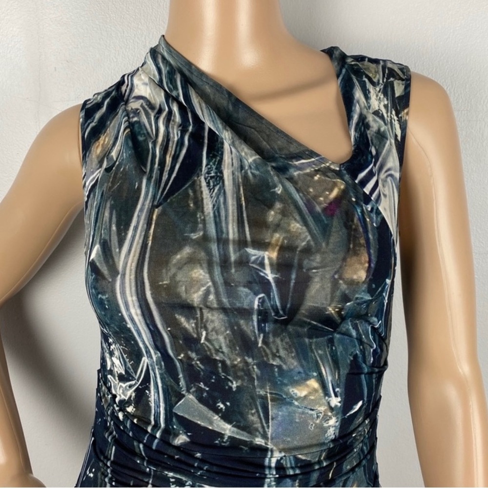 HELMUT LANG RUCHED FOIL PRINT TUNIC TANK TOP - Picture 4 of 7
